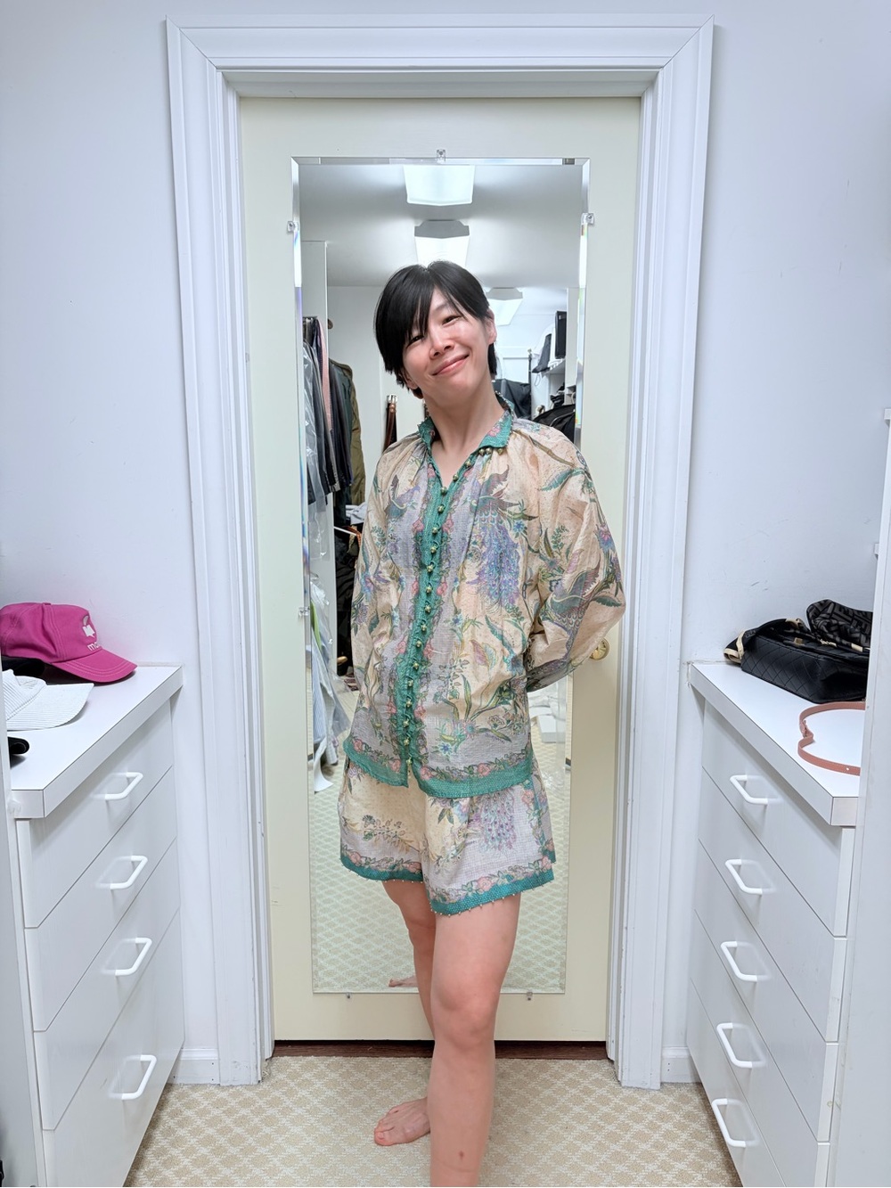 NWOT Zimmermann Cotton/Silk Floral Button-Up Blouse in Teal, Size AU 0/1/2/3